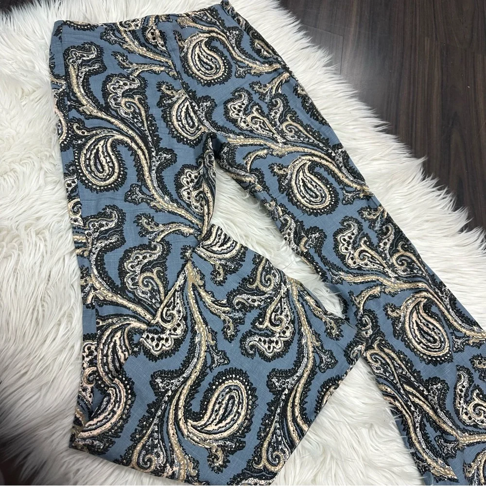 Free People Paradise Printed Flare Linen Blend Pants - Picture 3 of 8